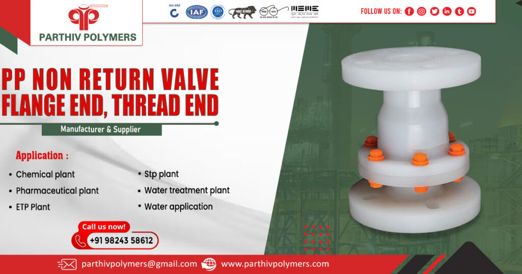 PP Non Return Valve Flange End Thread End in Rajasthan