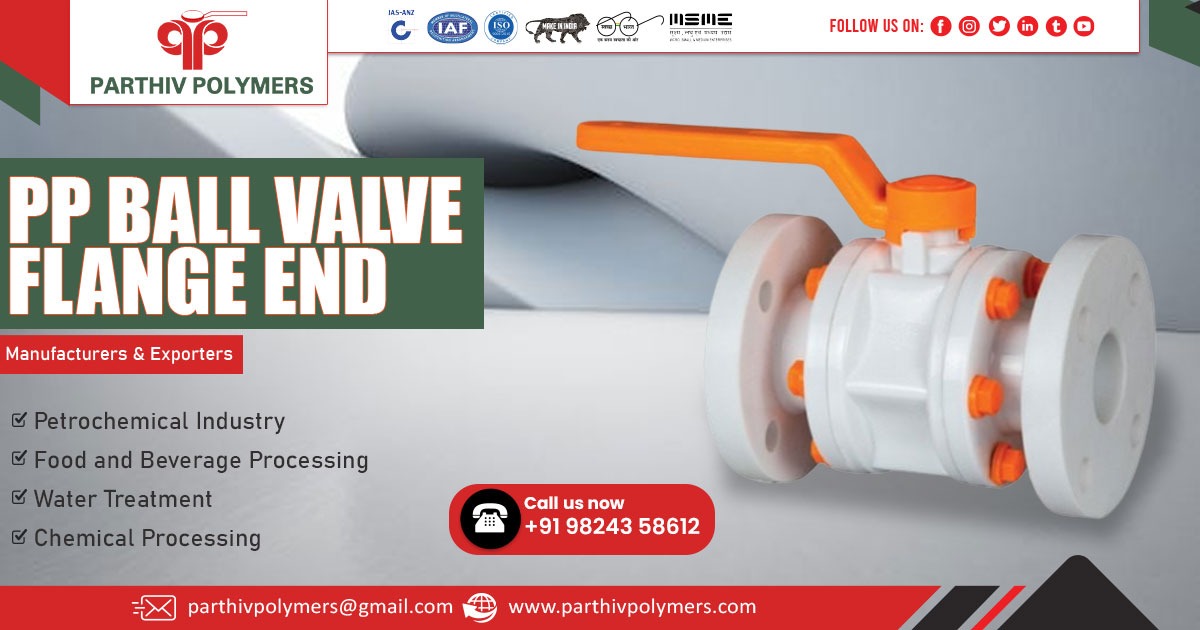 Supplier of PP Ball Valve Flange End in Gujarat