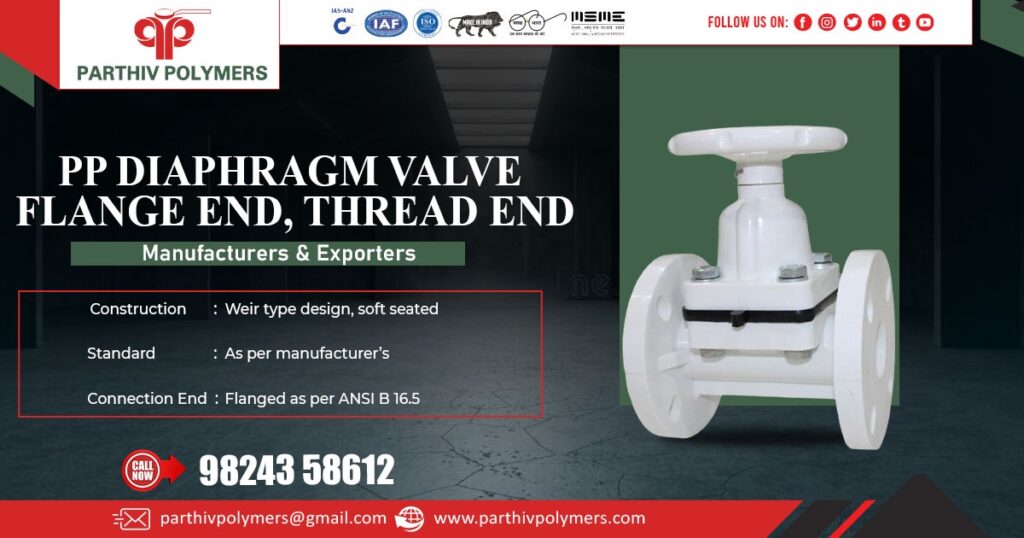 PP Diaphragm Valve Flange End Thread End in Gujarat