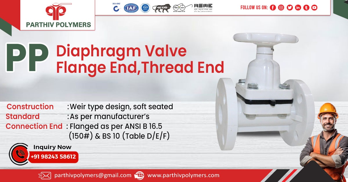 PP Diaphragm Valve Flange End Thread End