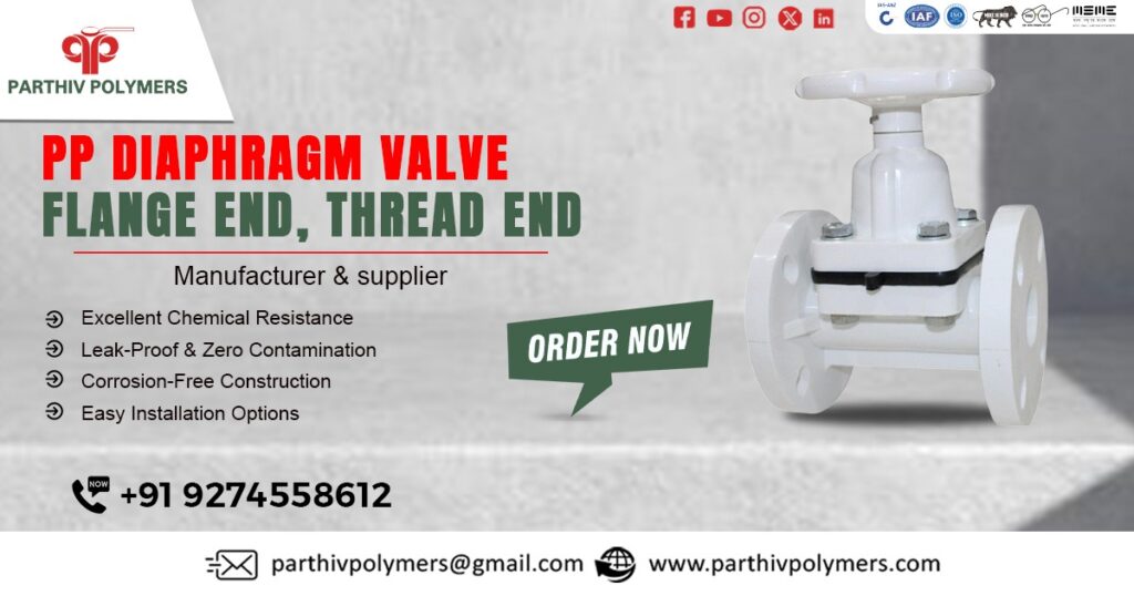 Durable PP Diaphragm Valve, Flange and Thread End in