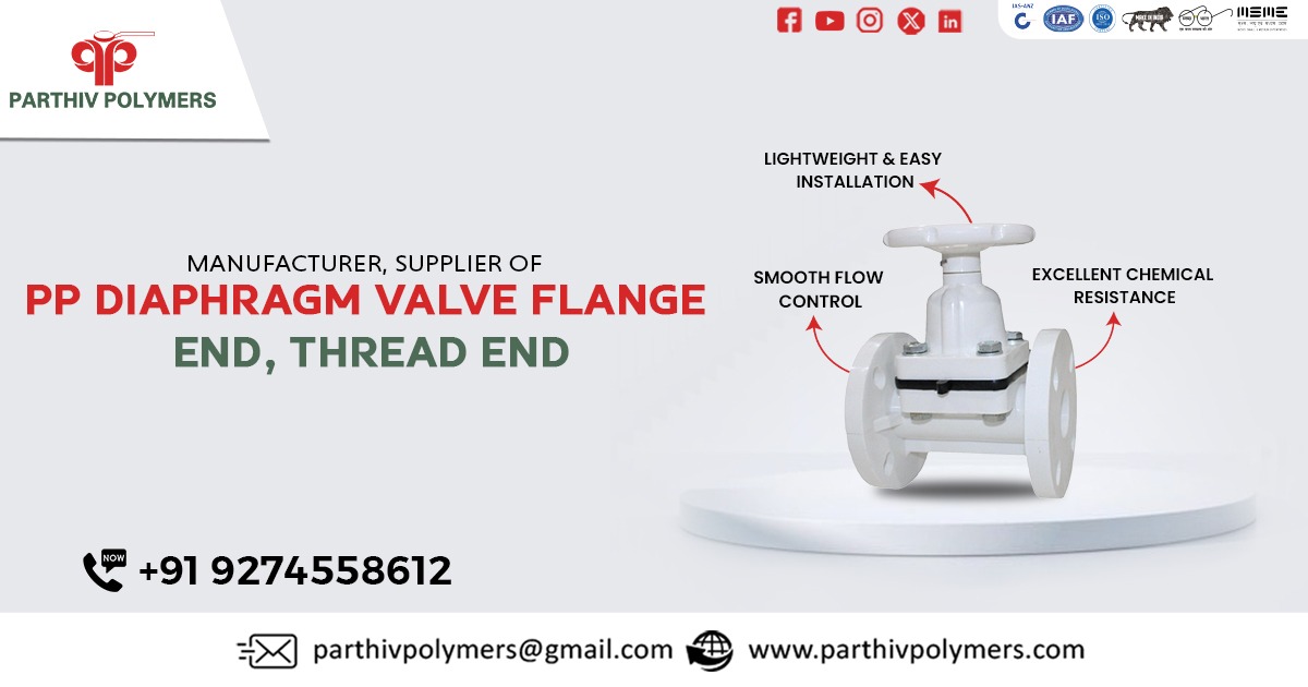 Durable PP Diaphragm Valve Flange and Thread End in Rajasthan