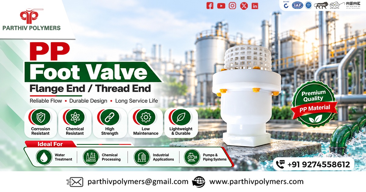 PP Foot Valve Flange End, Thread End Supplier In Tamil Nadu